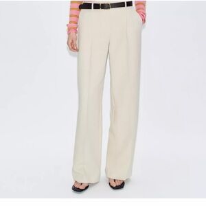 ZARA White Tailored Straight Leg Pants NWT Size L